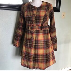 Forever 21 belted plaid coat